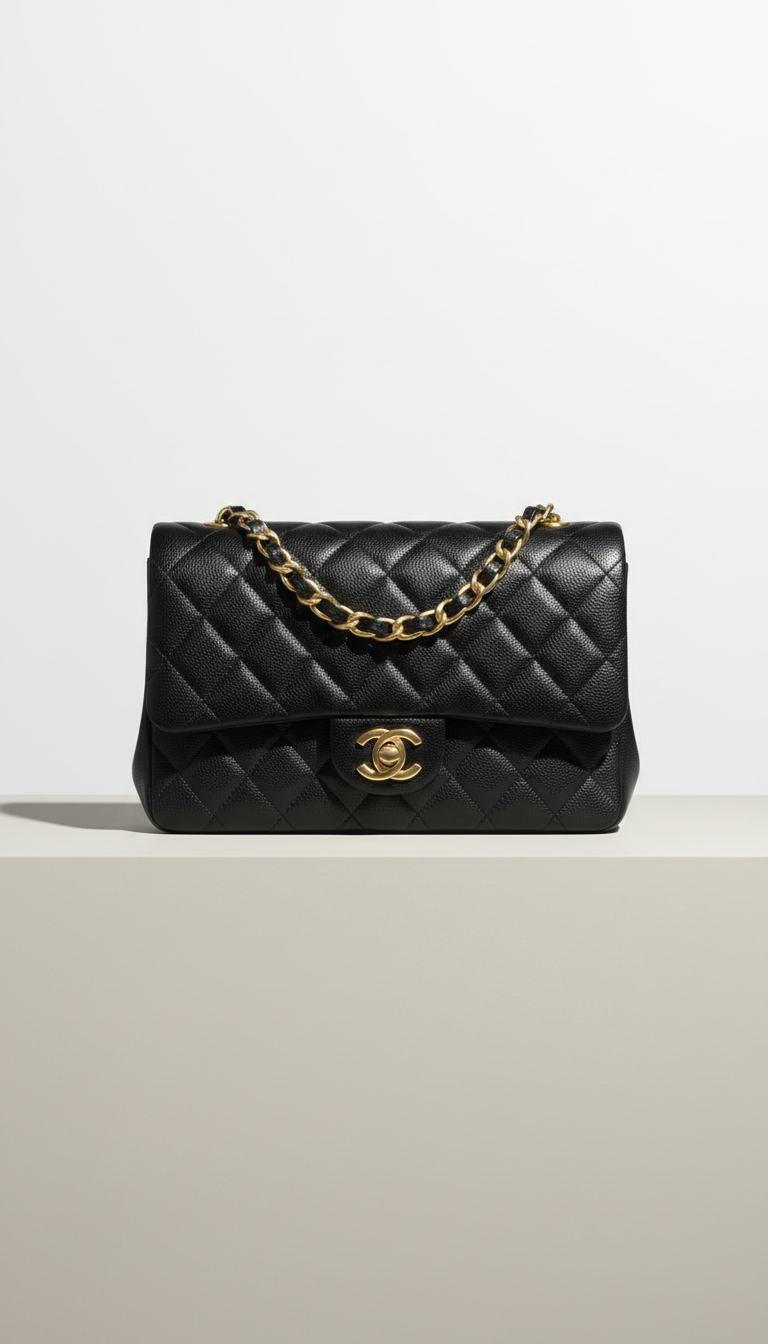 Chanel Flap Bag Schwarzes Caviar-Leder