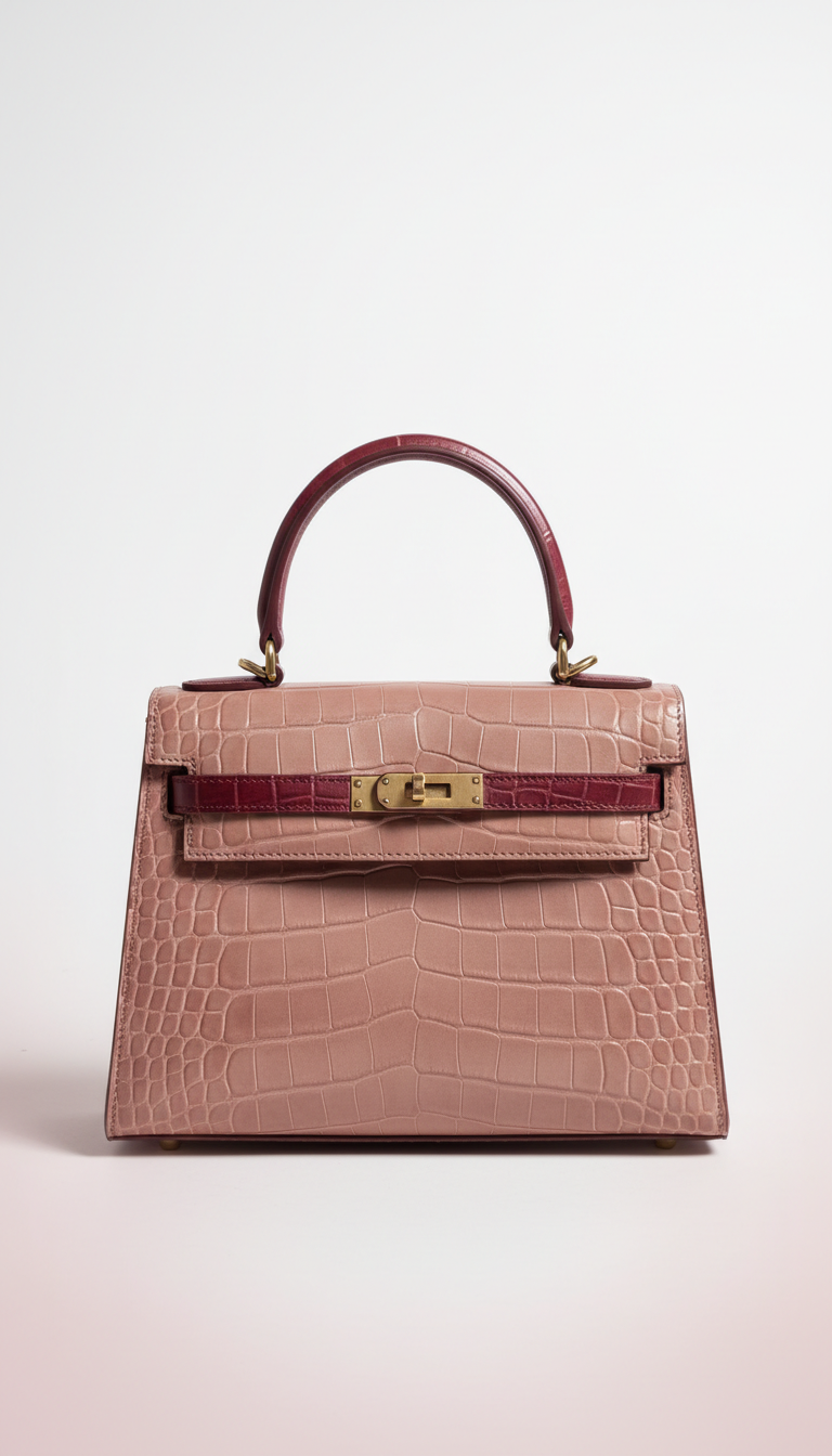 Strukturierte Satchel mit Krokoprägung und Top-Handle