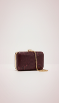 Mini-Clutch aus Bordeaux-Python in Boxform